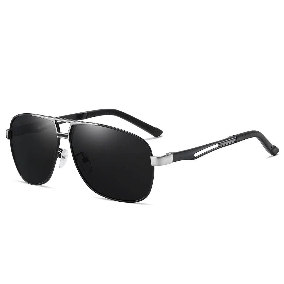 Men's orange red polarised aviator sunglasses with metal frame.
