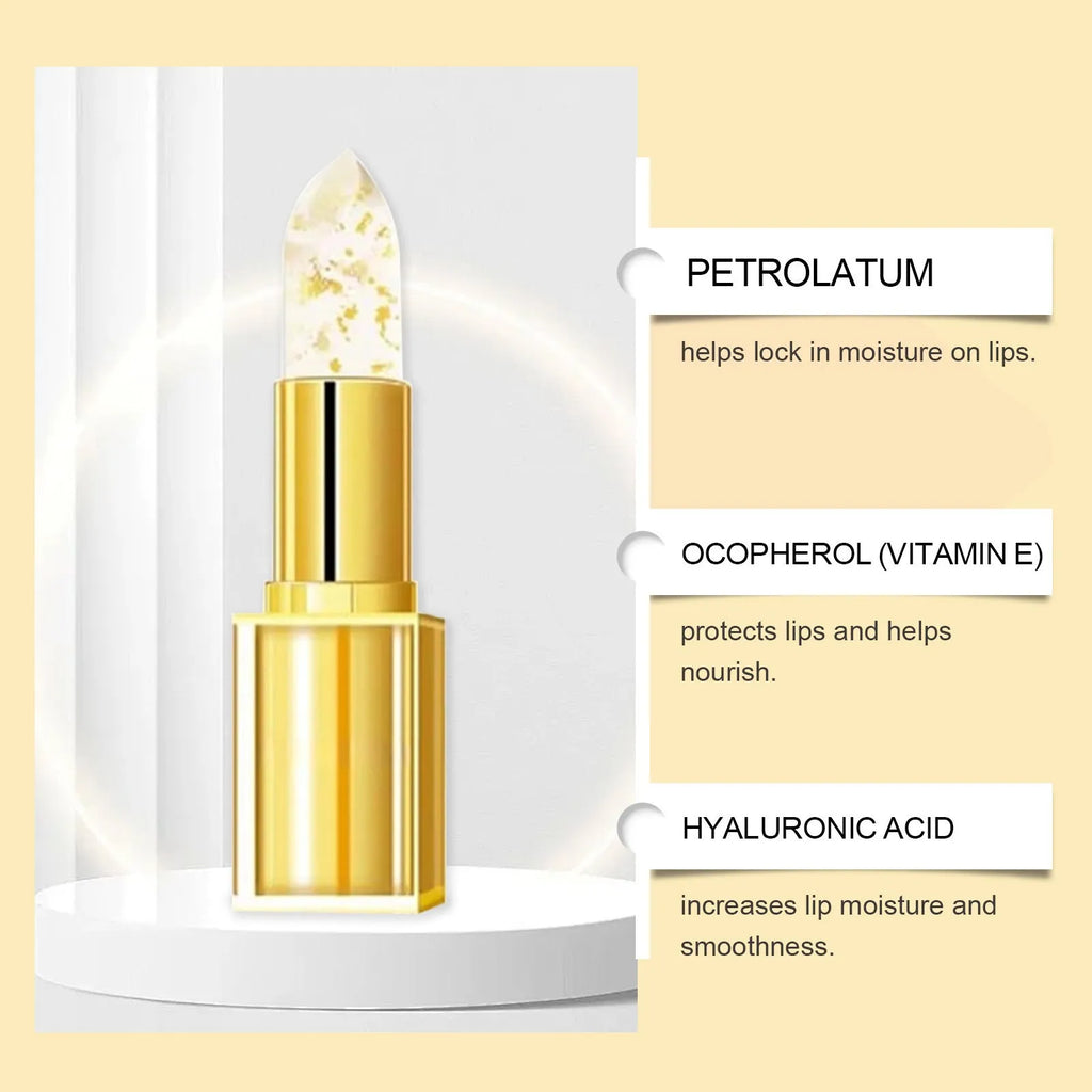 Gold foil discoloration nourishing lipstick in 3.5g tube with hyaluronic acid and vitamin E