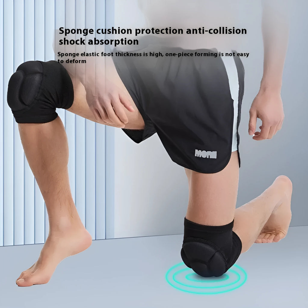 Black and blue thick sponge dance kneepads for anti-collision protection with breathable construction