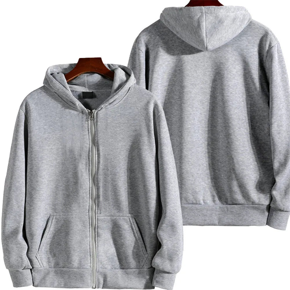 Men's loose fit solid colour sports jacket with front zipper in various colour options