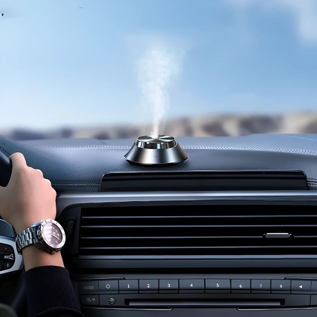Black car aromatherapy air purifier with butterfly design and USB connection