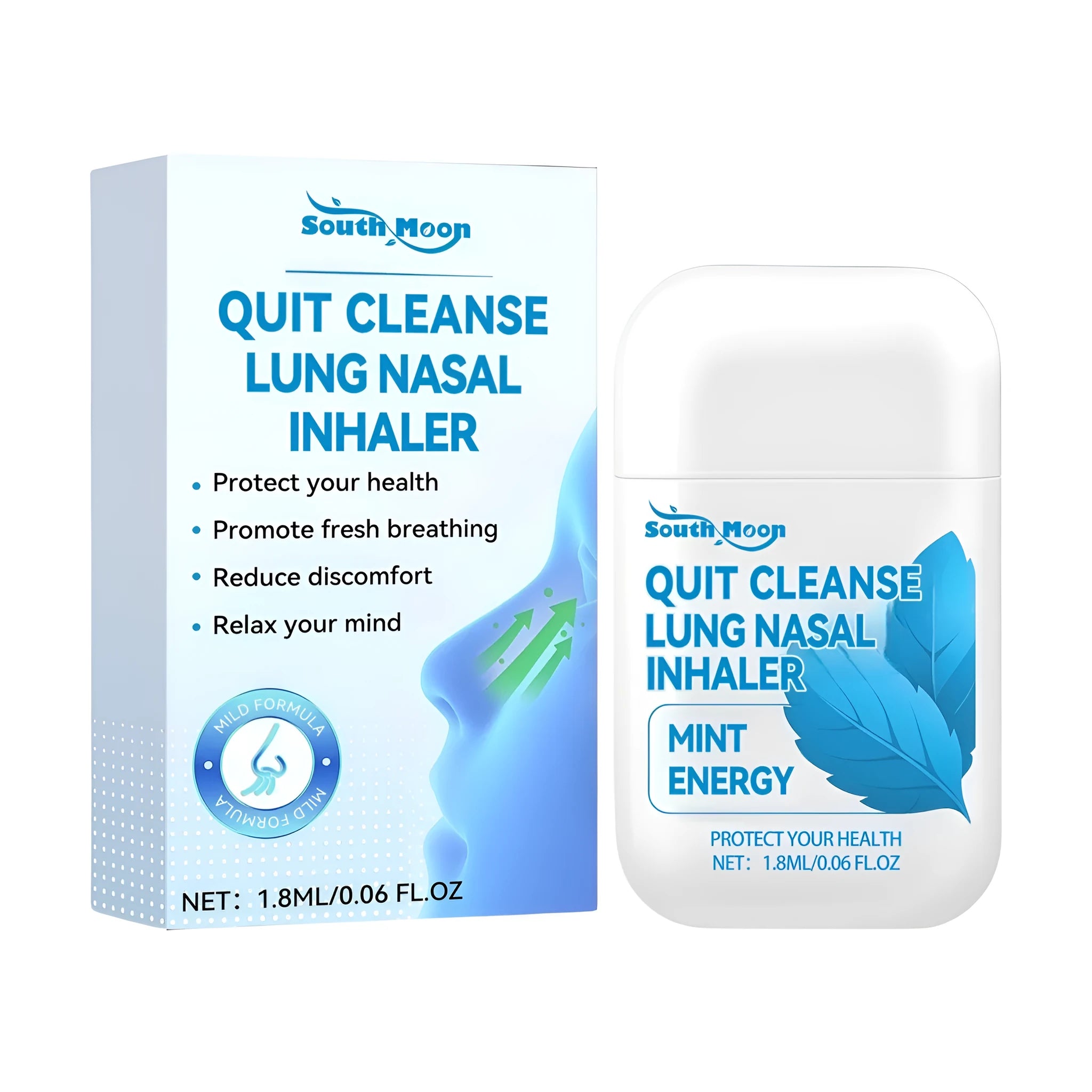 Quit Cleanse nasal inhaler device with 1.8ml capacity containing herbal extracts