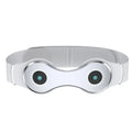 White far infrared lumbar massage belt with Type-C charging cable, measuring 25 by 8.5 centimetres