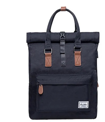 Casual polyester backpack showing interior computer pocket and zipper compartment