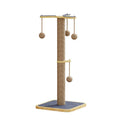 Cat climbing frame with hanging ball toy in windmill design made from pine wood with carpet leather scratching surfaces