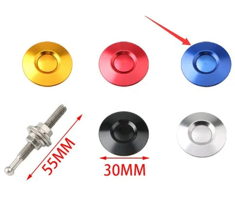 30mm silver aluminium button-type car engine cover lock with screw and nut