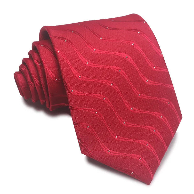 Polyester Jacquard striped business tie in 8cm width showing arrow style and striped pattern