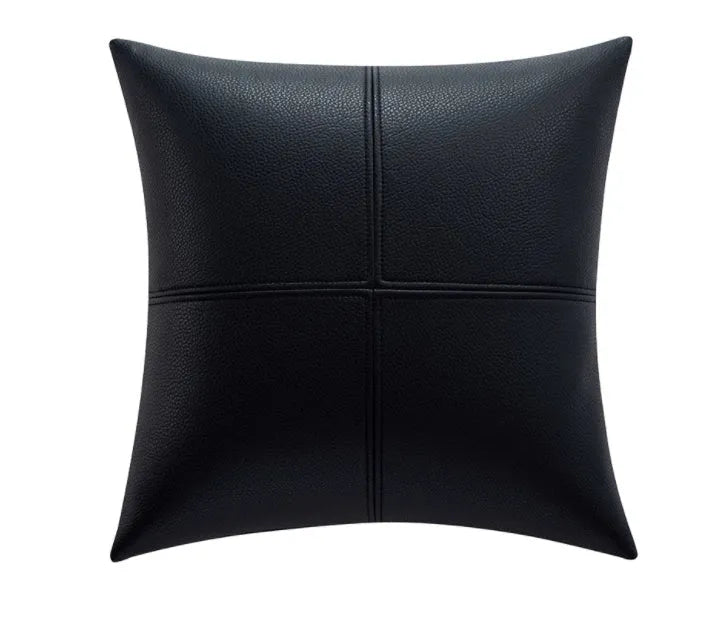 Soft cowhide leather pillow cover in solid colour with square dimensions
