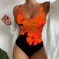 Women's 3D printed one-piece swimsuit in Lycra blend fabric available in orange red, sky blue and purple colours