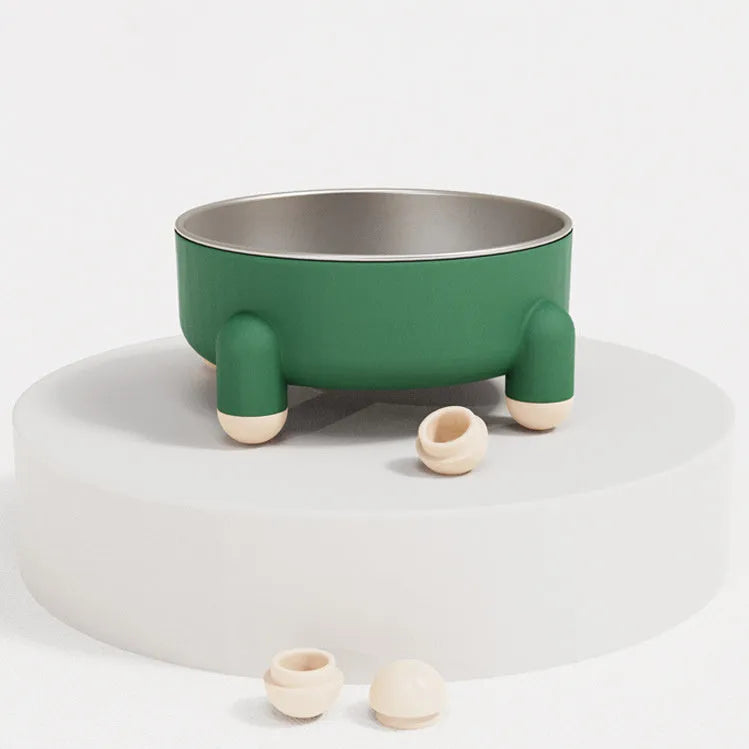 Stainless steel pet bowl with non-slip base in pink, white or green colours