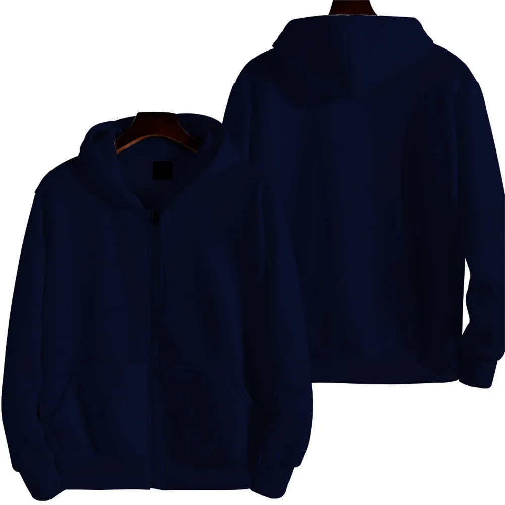 Men's loose fit solid colour sports jacket with front zipper in various colour options