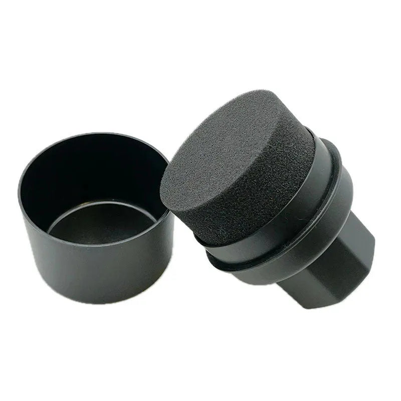 Car tyre polishing sponge brush with PP handle and high-density sponge in red curved hardened configuration