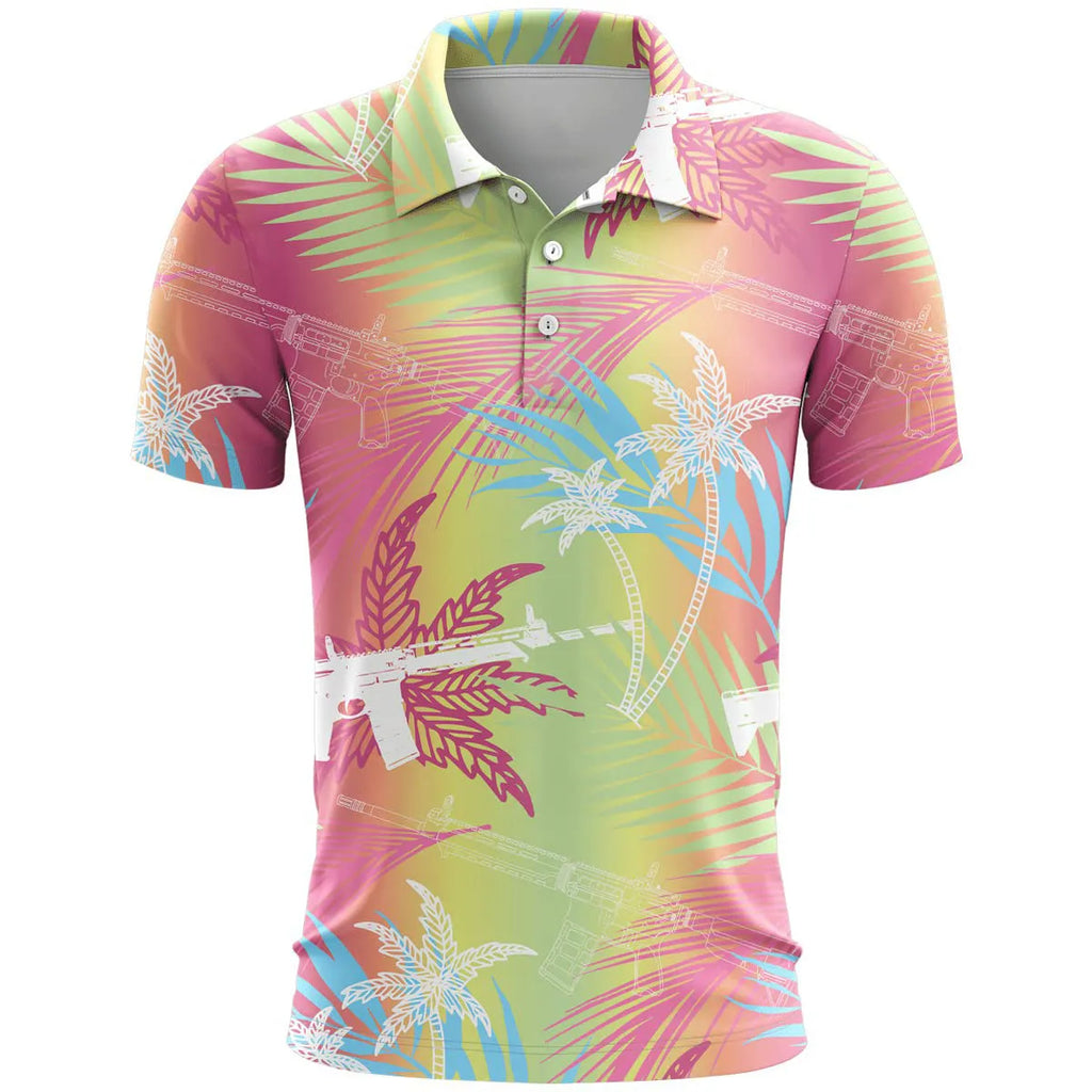 3D printed short sleeve sports top in bird eye cloth, shown in a loose fit on a model.