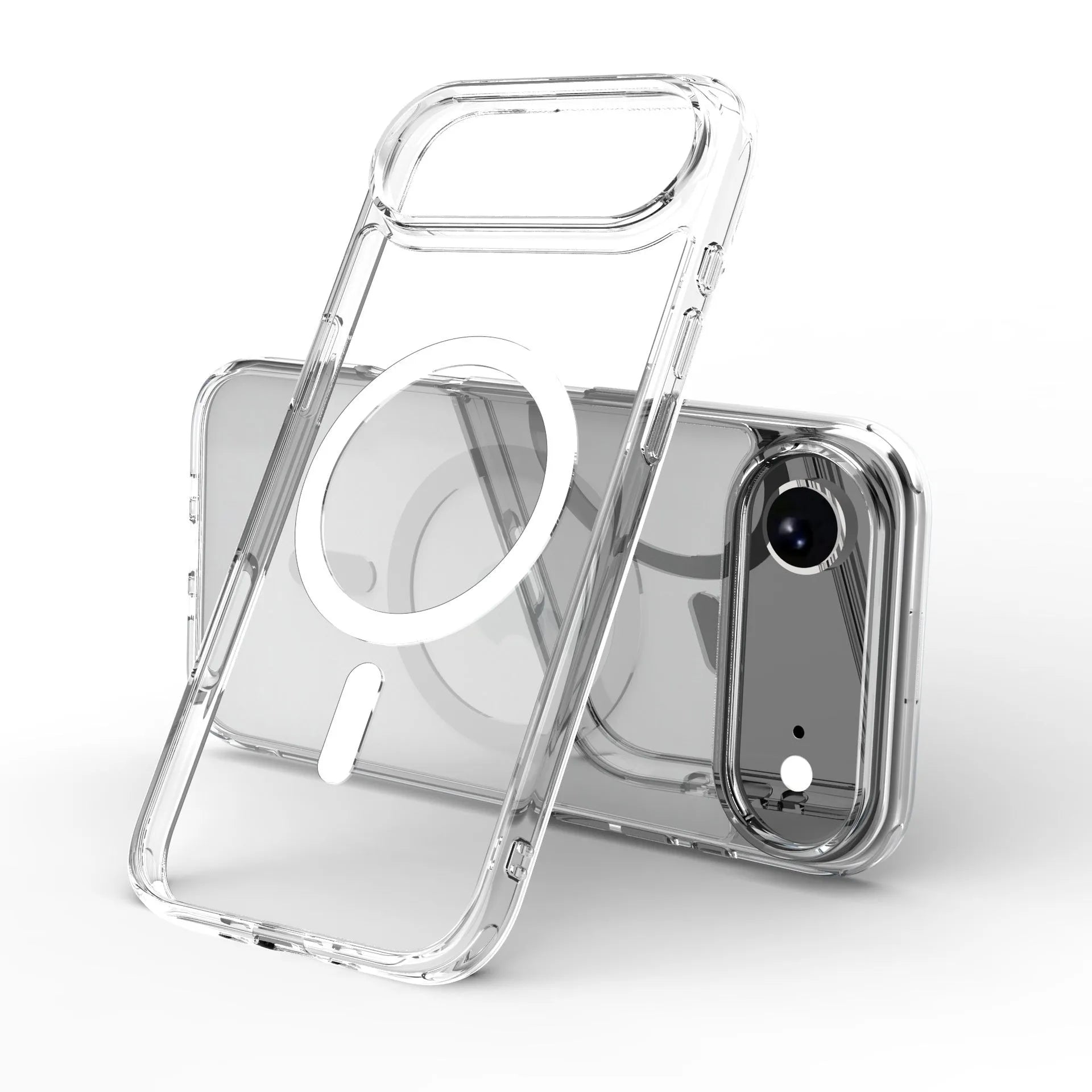 Transparent magnetic phone case for iPhone 17 series with shockproof TPU construction