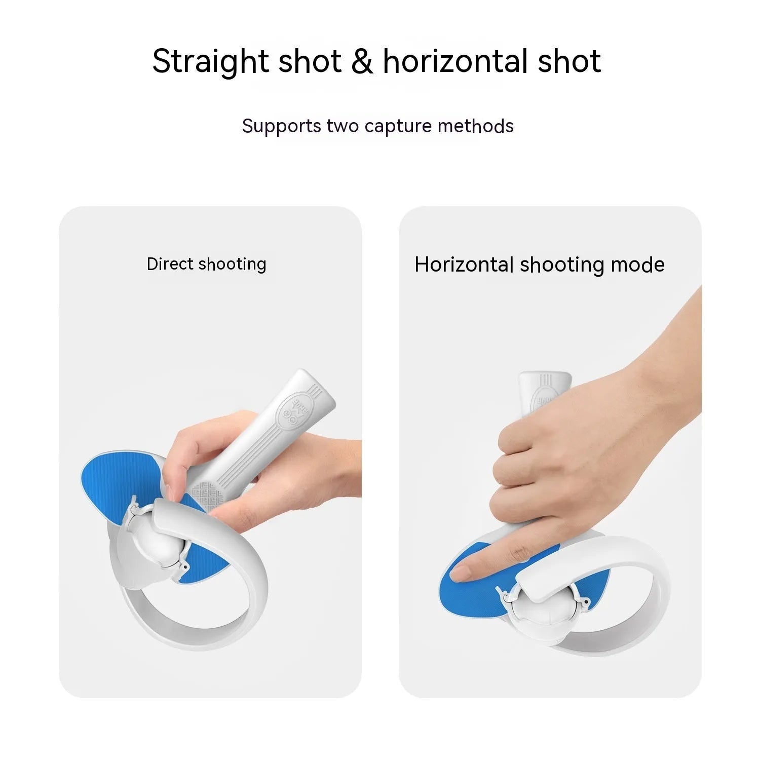 Red and blue silicone hand grip accessory for Pico 4 VR controller on a grey background.