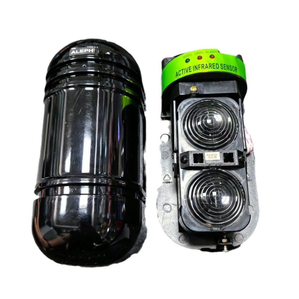 Black infrared security detector with dual beams for 150 metre anti-theft alarm systems