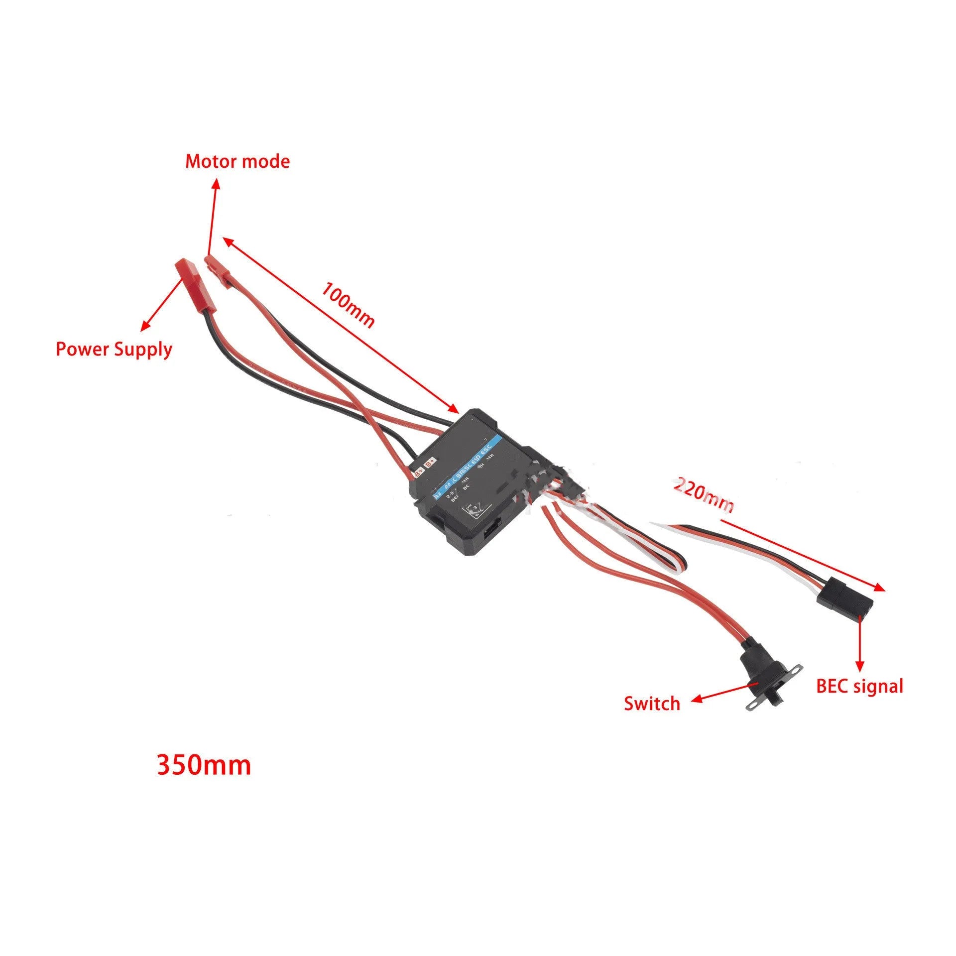 Small Boat 40A brushed electric speed controller for RC vehicles with G500 colour housing