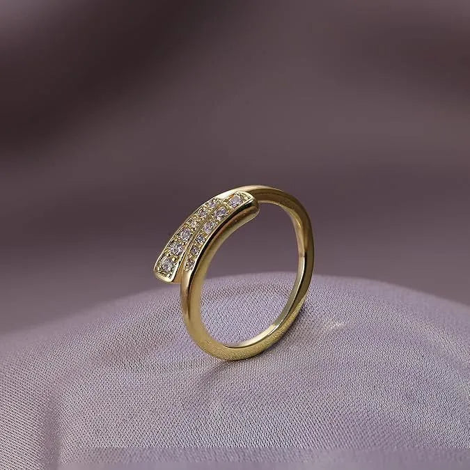14K gold plated geometric toe ring with rhinestone or water drop decorative designs