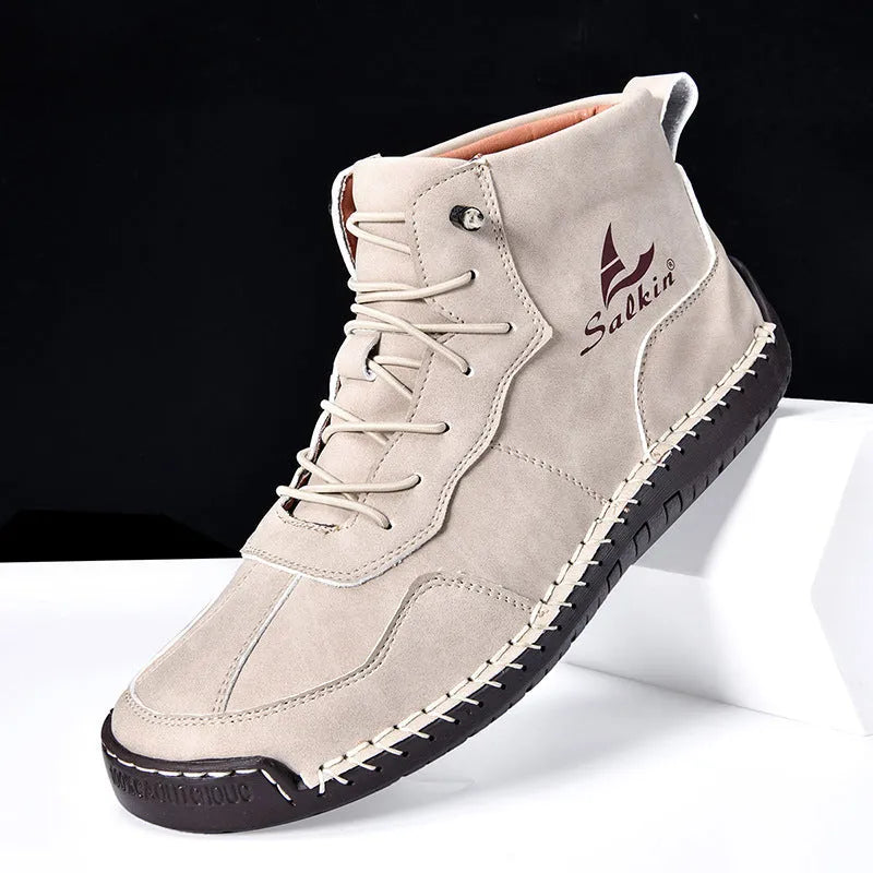 Retro casual high-top boots with elastic band and rubber sole in multiple colour options