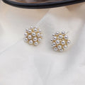 Korean style pineapple and starfish pearl design alloy earrings with electroplated finish and artificial gem inlay