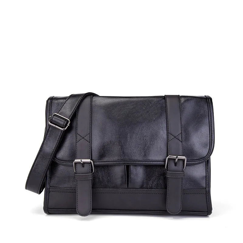 Black Korean style men's commuter backpack with anti-theft function and decorative sewing thread detailing