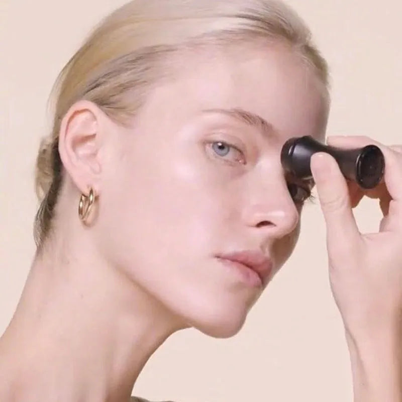 Portable mini volcanic stone roller for oily skin control in black, green, pink, or white
