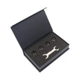 Bluetooth 5.0 automotive tire pressure monitor with four external sensors, wrench, and anti-theft screws