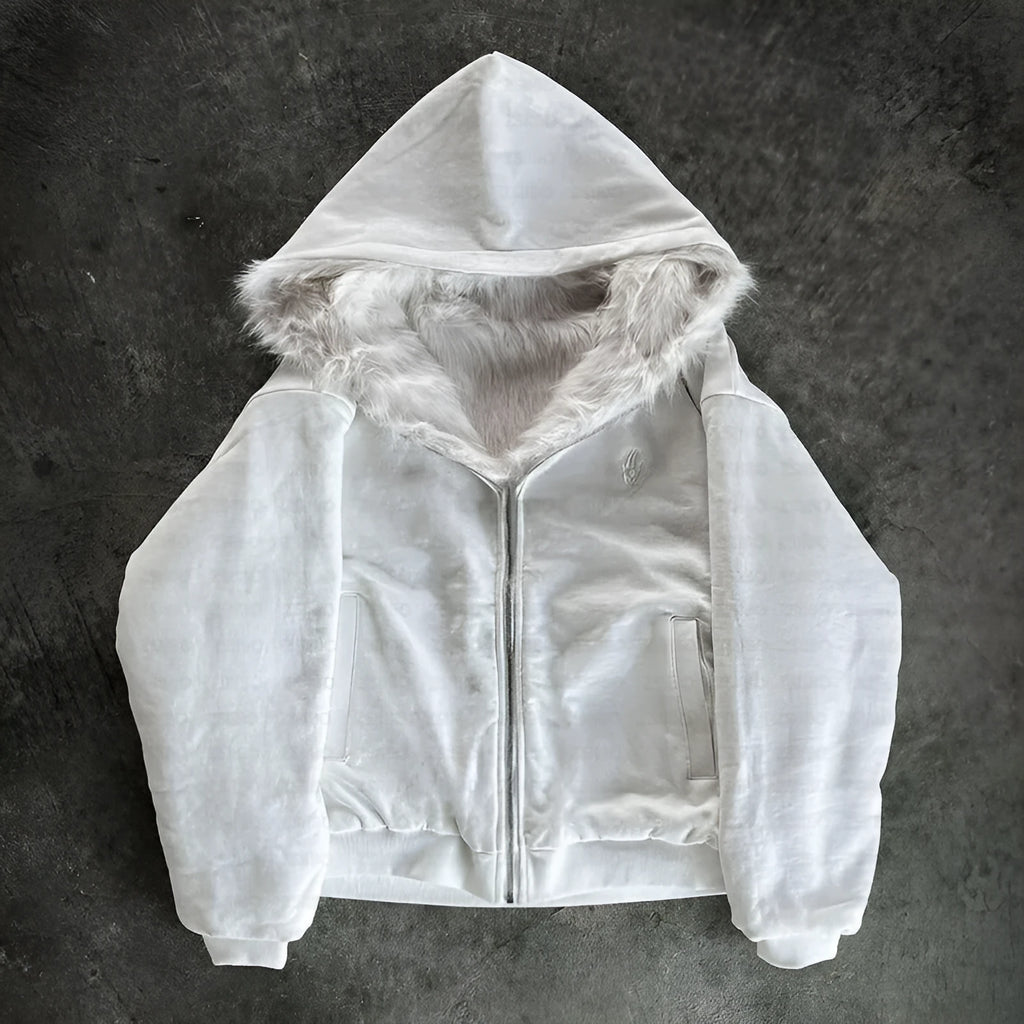 Casual loose polyester coat in black or white with regular long sleeves and cardigan style