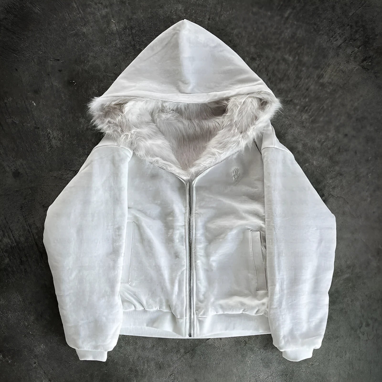 Casual loose polyester coat in black or white with regular long sleeves and cardigan style