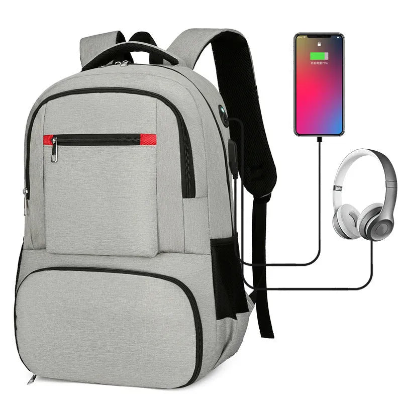 Large insulated Oxford cloth picnic backpack with curved straps, shown in light grey colour.