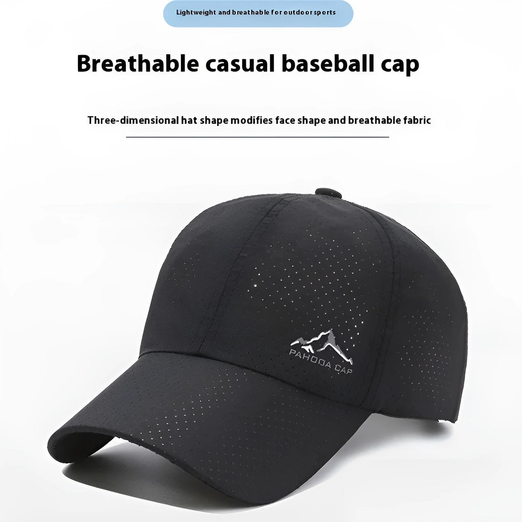 Korean-style adjustable baseball cap in dome crown design with hollow printing, available in multiple colours