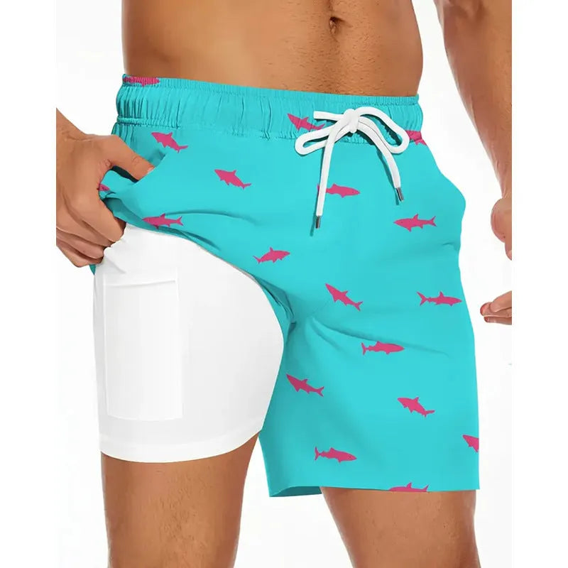 Men's loose fit polyester beach trousers in various colours with plus size options