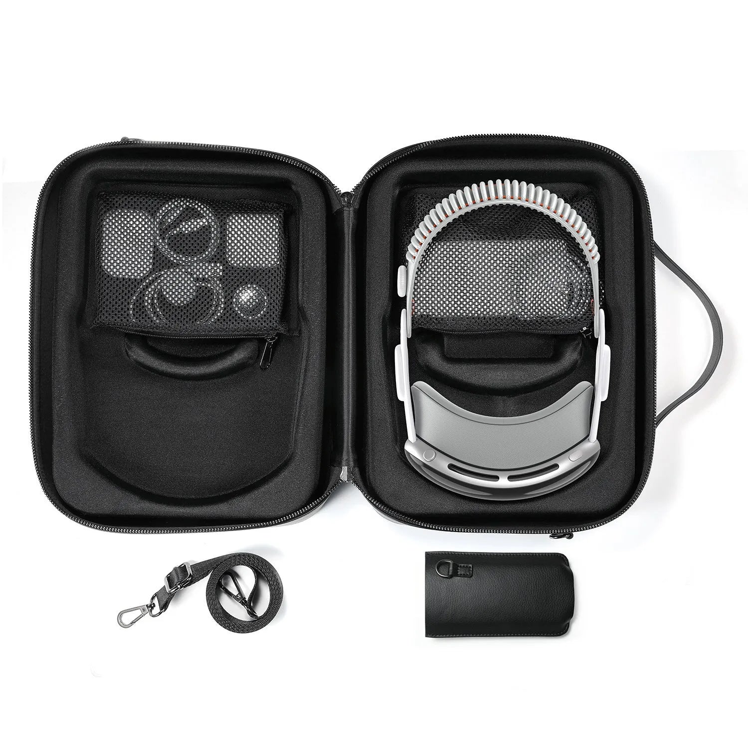 Black superfiber MR glasses storage box showing internal compartment for head-mounted equipment