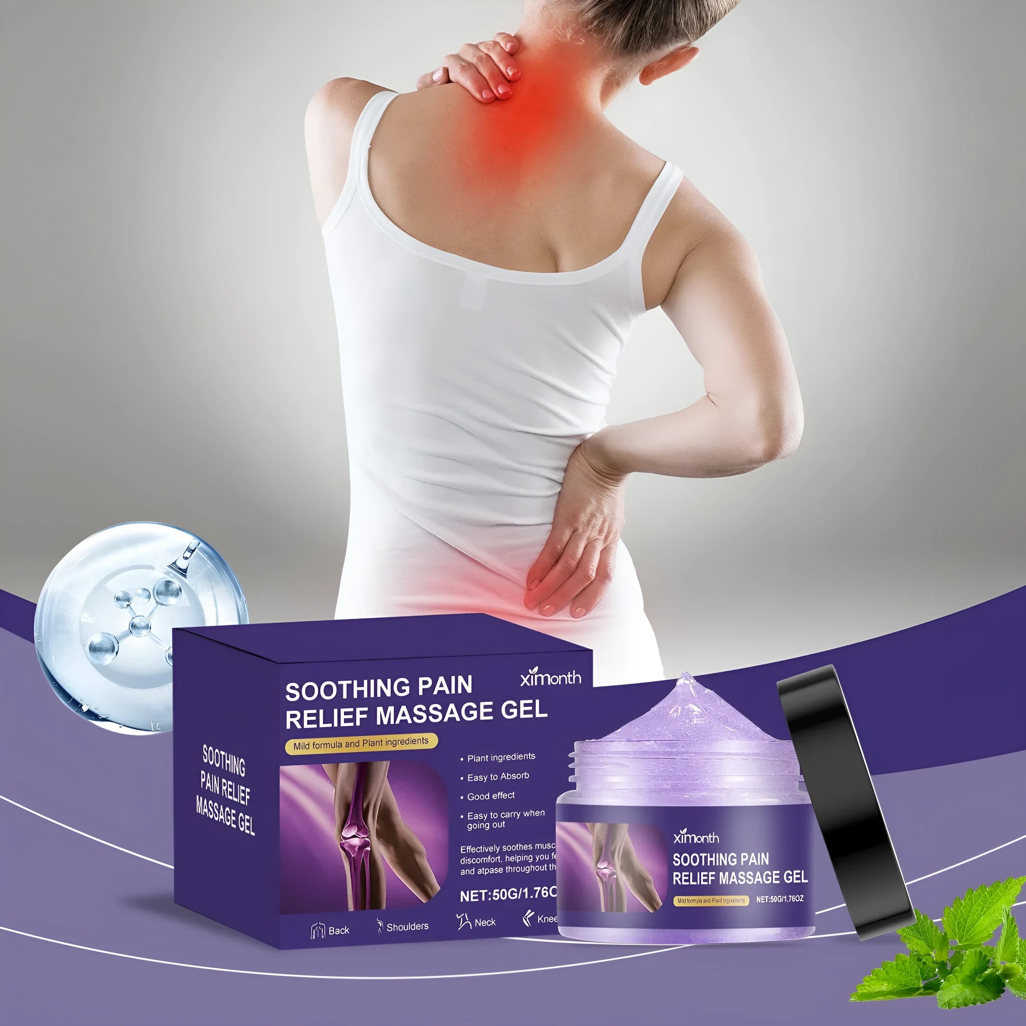 50g jar of herbal body joint care gel for topical muscle and joint application
