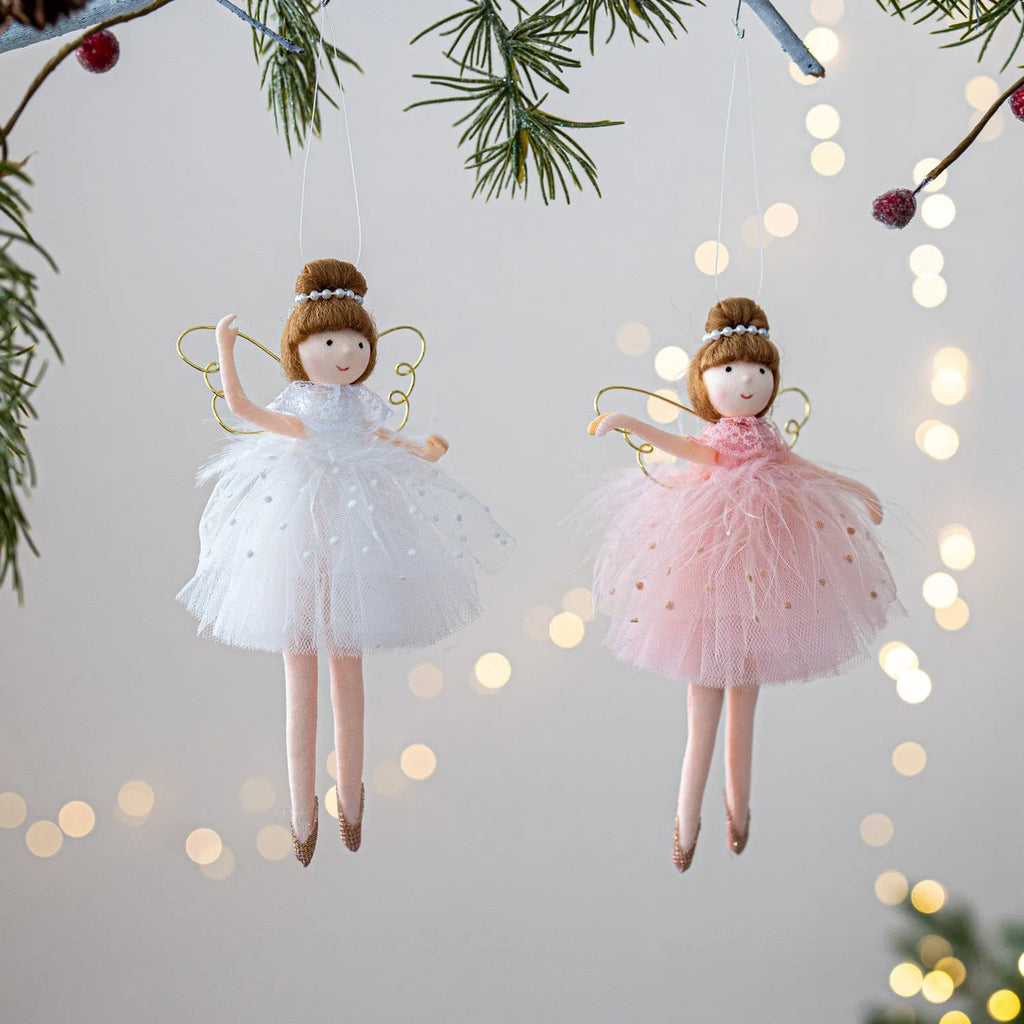Pink and white cloth ballet angel girl plush doll pendant for decorative display