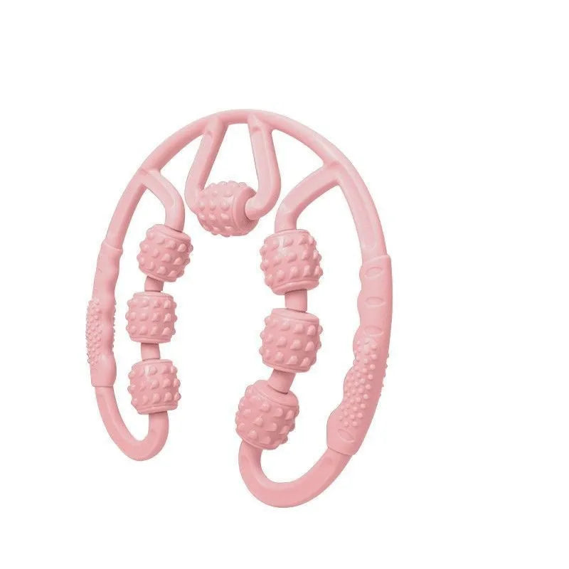 PP plastic leg massager roller with ring clip in macaron pink colour