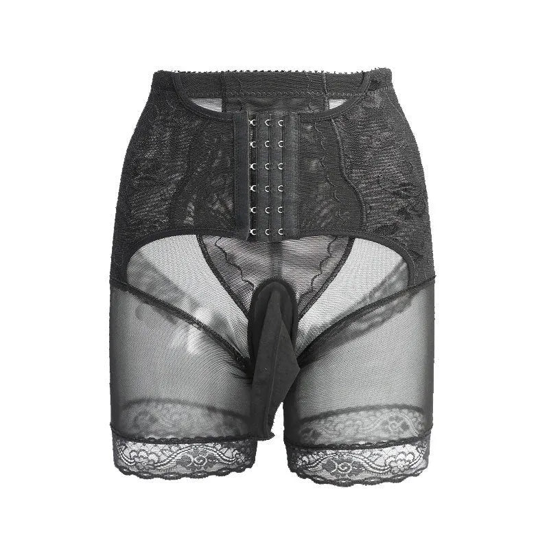 Men's nylon mesh shorts in black and skin colours showing multiple fly style options