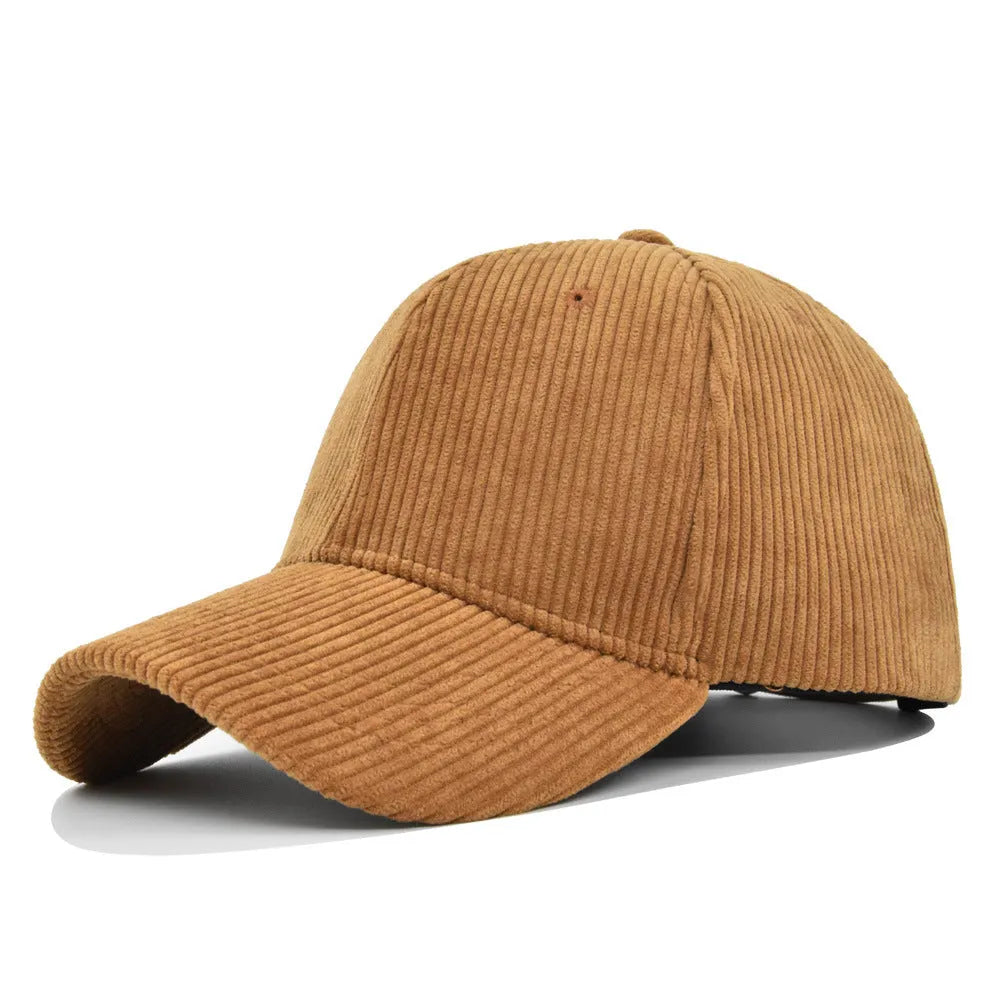 Cotton corduroy peaked cap for men with flat brim in black colour