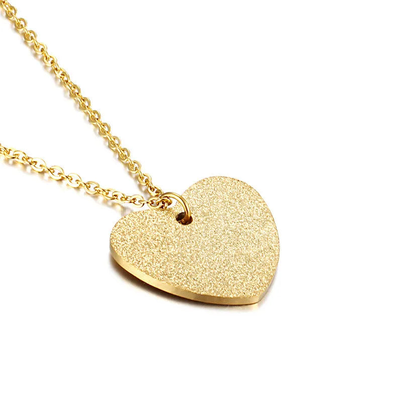 Women's titanium steel necklace with geometric heart pendant in colour KN25736-Z