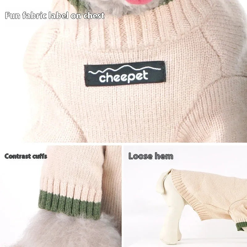 British-style two-leg dog sweater in wool blend material for winter warmth