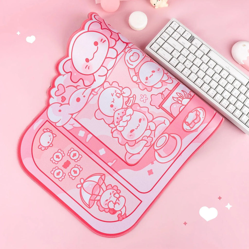 Hexagonal dragon crane machine large mouse pad with wrist support and cartoon anime pattern