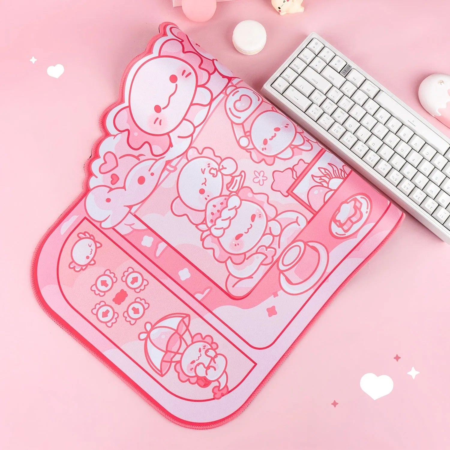 Hexagonal dragon crane machine large mouse pad with wrist support and cartoon anime pattern