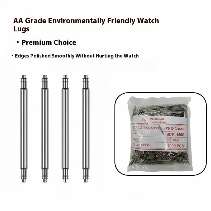 Watch bolt auricular needle spring shaft accessory parts in sizes 21mm to 26mm
