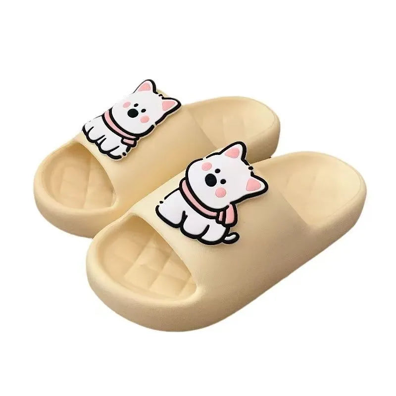 Fashion creative rhombus couple summer slippers thickened PVC flip flops home wear in cream white