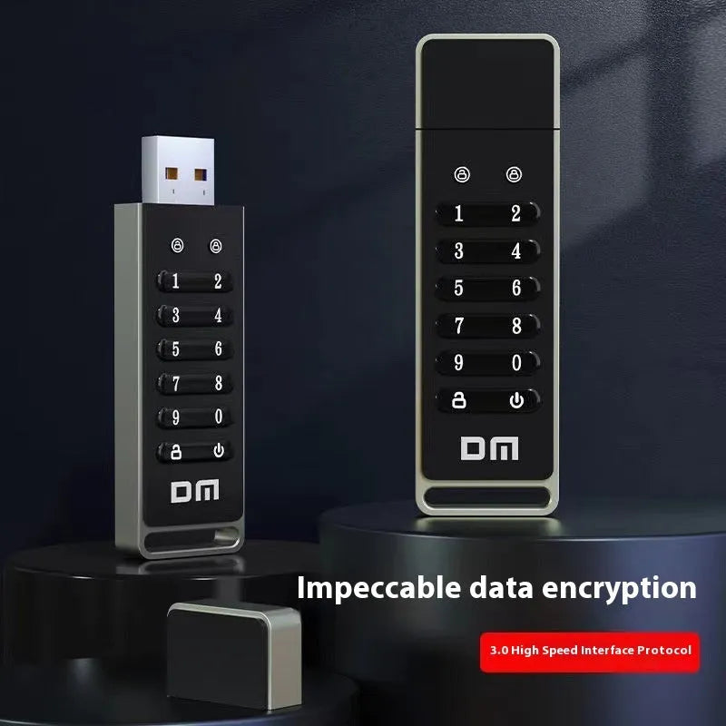 Metal USB flash drive with fingerprint sensor and 64GB capacity