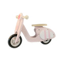 Pink wooden balance scooter for toddlers aged 1-6 years, 10-inch size.