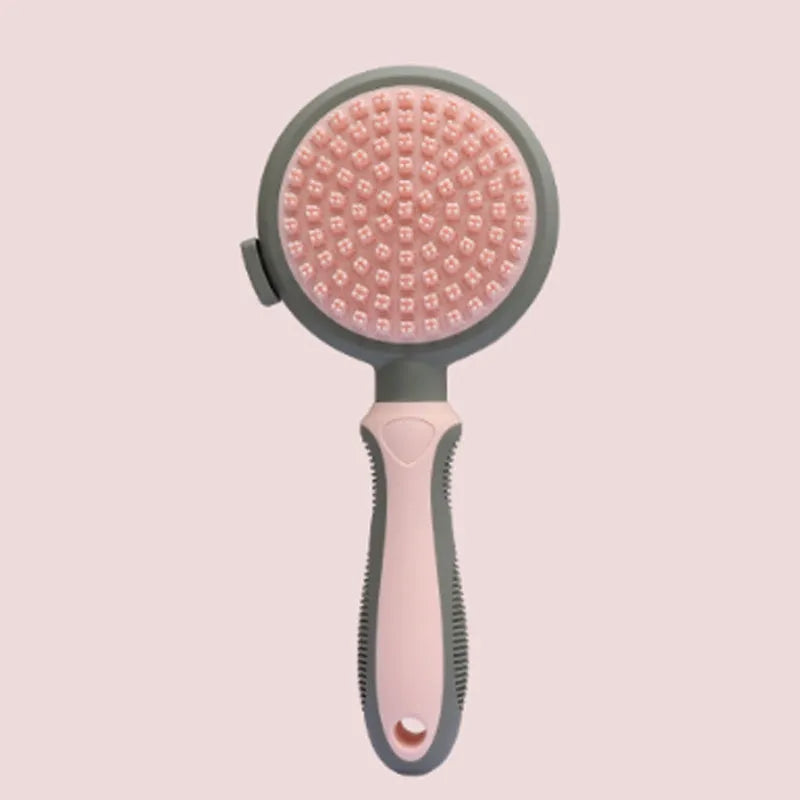 Green two-sided silicone pet brush with slicker brush and massager sides