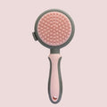 Green two-sided silicone pet brush with slicker brush and massager sides