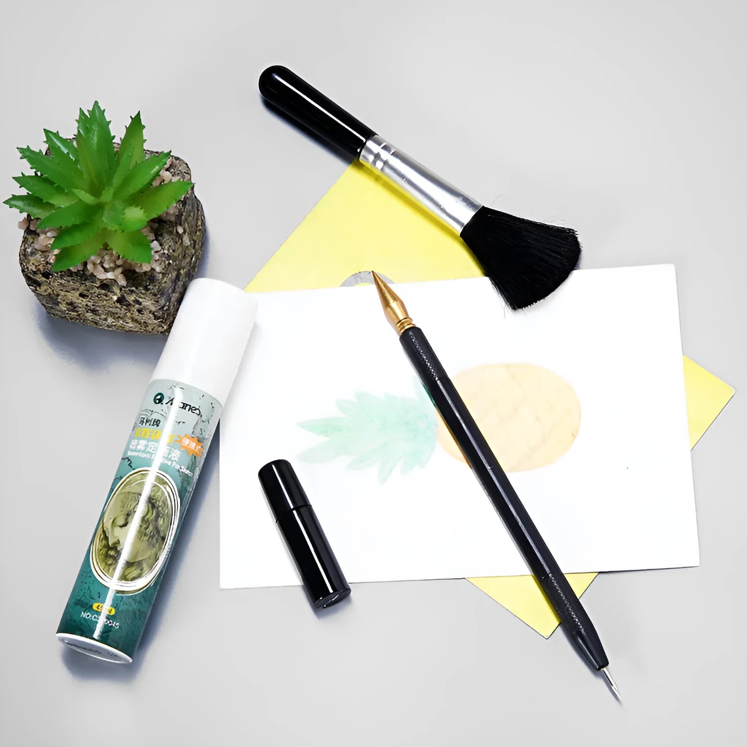 Scratch art tool kit with scraper pen, brush, repair solution and bamboo sticks for craft projects