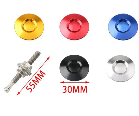 30mm silver aluminium button-type car engine cover lock with screw and nut